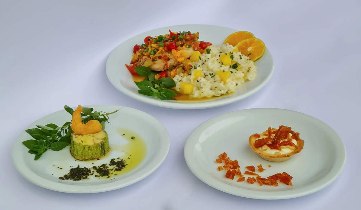 ABOBRINHA ITALIANA, FILÉ DE PIRARUCU E RISOTO DE MANDIOQUINHA